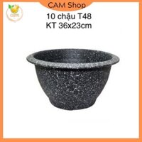 [Combo 10 chậu]Chậu nhựa trồng cây tết Phúc lộc thọ T48 trồng đào, quất,cây cảnh tết màu đen giả đá, màu đỏ hàng loại 1