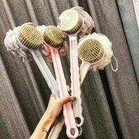 Combo 10 cọ lưng kèm bông tắm Muji 2 đầu siêu chất