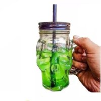 Combo 10 Cốc chất liệu thủy tinh Đầu Lâu Nắp Thiếc dung lượng 400 ML Cần THiết  Cho Gia Đình