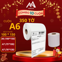 Combo 10 cuộn A6 (100x150) giấy in nhiệt tự dính cho đơn hàng online. Chữ đậm nét. Lỗi 1 đổi 1