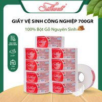 Combo 10 Cuộn giấy vệ sinh CÔNG NGHIỆP 700gram 2 lớp có lõi, giấy vệ sinh cuộn to hơn tiết kiệm hơn