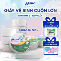 Combo 10 cuộn giấy vệ sinh lớn, 3 lớp, 500g thương hiệu Nano, an toàn - Nano Tissue