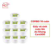 Combo 10 cuộn Giấy vệ sinh cuộn lớn An Khang Caro500| Một cái nhà | 100% bột giấy nguyên sinh