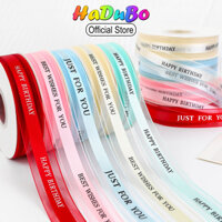 COMBO 10 Cuộn Ruy băng voan in chữ HAPPY BIRTHDAY, bản rộng 2.5cm, nhiều màu - 1 Cuộn 45 mét HaDuBo 064