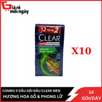 Combo 10 Dây Dầu Gội Clear Men Hương Hoa Gỗ & Phong Lữ (Dây 12 + 2 gói)