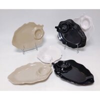 COMBO 10 Đĩa nhựa phíp Fataco hình lá có ngăn đựng chấm đồ ăn vặt - Đĩa nhựa an toàn, vệ sinh, tiện lợi