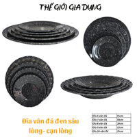 combo 10 đĩa nhựa vân đá đen-đĩa sâu lòng, can lòng đĩa quán nhậu, quán ăn- đĩa ntc