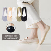 Combo 10 đôi tất nữ lười đi giày búp bê GOMTAT, có đệm silicon chống tuột sau gót chân - PO-LOSOCK-LUA-3015-CB10