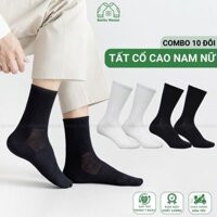 Combo 10 đôi vớ cổ cao nam nữ Socks House trắng, đen, chất liệu cotton êm chân, khử mùi hôi tốt - GOM-KLB-TRONCAO-CB10