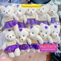 COMBO 10 GẤU BÔNG MINI ĐÁNG YÊU Bằng Bông Mềm Mại - TÍM - I LOVE YOU - SÉT 5 CON