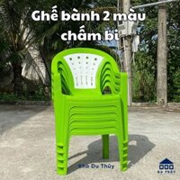 Combo 10 ghế nhựa, ghế nhựa dùng quán nước, ghế nhựa, ghế bành lớn chấm bi kiểu dáng tinh tế, màu sắc bắt mắt