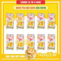Combo 10 gói bánh pía Sóc Trăng Tân Huê Viên 2 sao 400gr, đậu xanh sầu riêng 1 trứng, bánh pía Hương Việt Mart