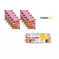 Combo 10 gói HẢO HẢO BIG 100G TÔM CHUA CAY GÓI 100G và 1 vỉ TRỨNG GÀ SIZE XL 63g ± 2G Ba Huân (VỈ 10 QUẢ)