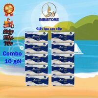 (Combo 10 Gói) Khăn Giấy Lụa Cao Cấp Bless You Silk 2 Lớp Gói 200 Tờ_Xanh Dương(Bibistore)