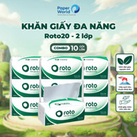 [Combo 10 gói] Khăn giấy rút đa năng cao cấp 2 lớp Roto20, 100% làm từ bột giấy nguyên sinh