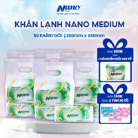 Combo 10 gói khăn lạnh Nano Medium, gói 50 khăn, khăn 1 tờ, khăn ướt nhà hàng, hương thơm dịu nhẹ