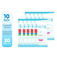 Combo 10 gói khăn ướt chăm sóc da Fressi Care Face 20 miếng/gói