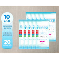 Combo 10 gói khăn ướt chăm sóc da Fressi Care Face 20 miếng/gói
