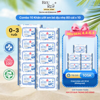 Combo 10 Gói Khăn Ướt Em Bé BZU BZU Ultra Gentle Baby Wipes Dịu Nhẹ Không Mùi 80 Tờ