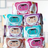 Combo 10 gói khăn ướt gấu Villa nhiều màu sắc gói to 650 gram,khăn ướt không mùi