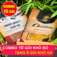 COMBO 10 Gói Khô Bò Tặng 5 Gói Khô Gà Tươi Ngon Tự Nhiên - HULA FOOD