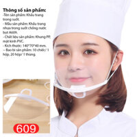 combo 10 hộp 10 khẩu trang nhựa trong suốt mã 609