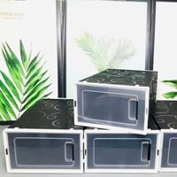 COMBO 10 Hộp Đựng Giày Cửa Ngang Có Lỗ Thông Hơi, Hộp Để Giày Lắp Ráp Nhựa Cứng Trong Suốt (Tặng Hút Ẩm)