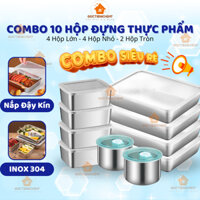 COMBO 10 Hộp Đựng Thực Phẩm Tủ Lạnh Inox 304, Đựng Đồ Ăn Tiện Lợi , Inox 304 An Toàn Vệ SInh Thực Phẩm Giâ Rẻ