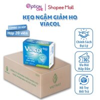 Combo 10 Hộp Kẹo Ngậm Thảo Mộc Không Đường Giảm Ho Đau Họng Vietnat Viacol - Hộp 20 Viên