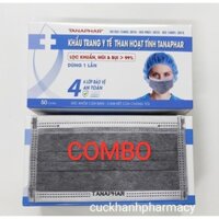 combo 10 hộp khẩu trang than hoạt tính Tanaphar hộp 50 chiếc