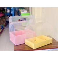 Combo 10 hộp mica trong hình chữ nhật đựng bánh 2 ngăn (màu ngẫu nhiên)