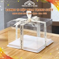 Combo 10 Hộp Mica Trong Suốt (Không Kèm Ruy Băng) 3 Chi Tiết, Đựng Bánh Kem, Quà Tặng, Gấu Bông