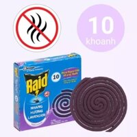 Combo 10 hộp nhang muỗi Raid hương Lavender - 10 khoanh/hộp