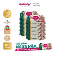 Combo 10 Khăn giấy ướt 80 tờ có nắp chủ động ngừa hăm/x2 chất ngừa hăm Mamamy Không mùi/Mùi dịu nhẹ an toàn cho bé ..