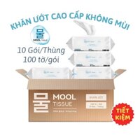 COMBO 10 Khăn Giấy Ướt MOOL TISSUS Cao Cấp Cho Mẹ Và Bé Công Nghệ Hàn Quốc, 100 Tờ