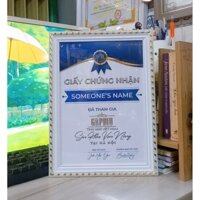 Combo 10 khung Bằng Khen A4(mẫu mới)"Hạt Dẻ trắng, mặt phim nhựa dày 2 zem