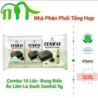 Combo 10 Lốc Rong Biển Ăn Liền Lá Xanh 9g( 3 gói × 3gr)