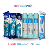 Combo 10 lõi lọc nước Karofi (123 + cụm HP6.2 + Nano) cho máy KAD-D66 (không màng RO)