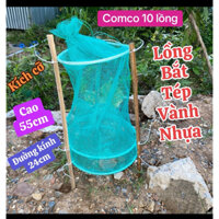 [Combo 10] Lộp bắt tép, lồng bắt tép vành nhựa, kích cỡ tròn 24cm, cao 55cm, mắt lưới cước xanh 2li(2mm) Fishing