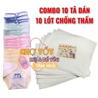 Combo 10 Lót Nilong Chống Thấm Giặt Máy, 10 Tã Dán Vải Hotga Cotton Cao Cấp