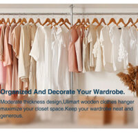 Combo 10 móc gỗ vàng và nâu có thanh ngang dài 44,5cm treo quần áo đẹp xinh rẻ bền - manocanh 09