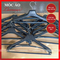 Combo 10 móc nhựa treo áo vest vai to, màu đen có ngáng chắc chắn, hàng loại I