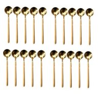 Combo 10 muỗng inox 304 màu vàng óng ánh muỗng cà phê vàng quý tộc