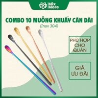 Combo 10 muỗng,thìa khuấy inox 304 cán dài dùng pha cà phê,trà cao cấp sang trọng Mixmore