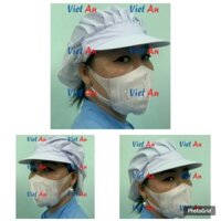 [Combo 10 nón] Nón kết trùm tóc có vành đỉnh phối lưới màu trắng dành cho công nhân