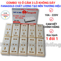 Combo 10 Ổ cắm 3 lỗ không dây nhựa ABS chống va đập cao cấp - Thương hiệu Fanagold