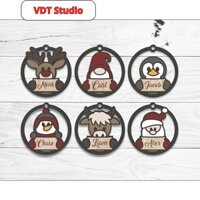 Combo 10 Phụ kiện dây gỗ treo cây thông noel tuần lộc, trang trí giáng sinh cực cute  đã được tô màu hỗ trợ khắc tên