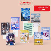 Combo 10 Quyển Vở B5, 70gsm Classmate Vở Kẻ Ngang 80/120/200 Trang Tập Sinh Viên Dòng Kẻ 2 Màu Chống Lóa Mẫu Bìa Đa Dạng