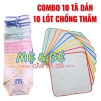 Combo 10 Tã Dán Vải Cho Bé Sơ Sinh, 10 Lót Nilong Chống Thấm Thay Tã