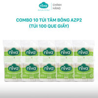 Combo 10 Tăm Bông Niva Túi 100 Que Thân Giấy AZP2 Đa Năng Chuyên Dùng Ngoáy Tai, Vệ Sinh, Trang Điểm, Thân Thiện Môi Trường  - AZP2 - 100 Que giấy
